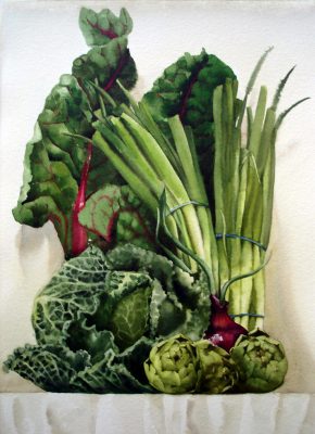 chard, cabbage, & artichokes
watercolor
14" x 18"